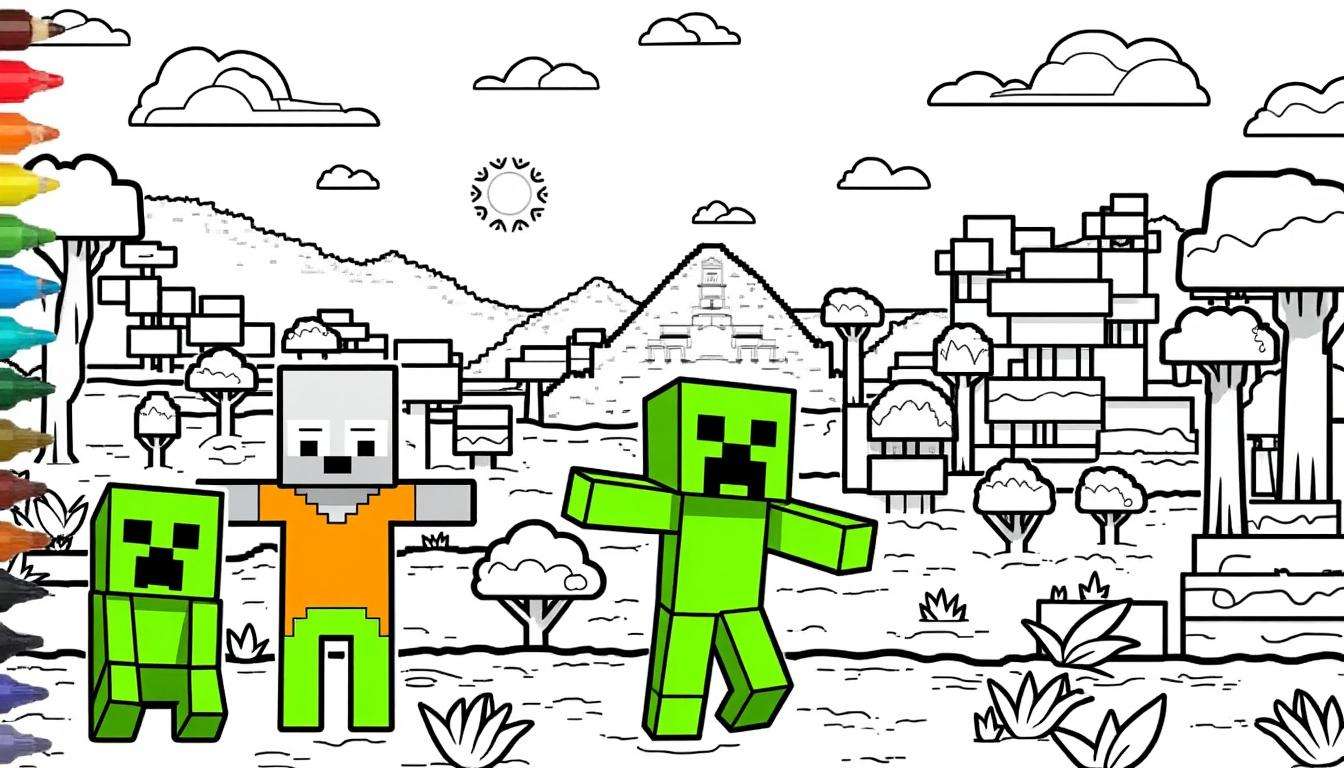 découvrez notre sélection de coloriages minecraft à imprimer gratuitement pour divertir les enfants en 2025. des modèles variés autour de leurs personnages préférés à télécharger et colorier !