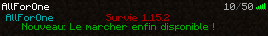 Bannière du serveur Minecraft AllForOne - Survie 1.16.2 !