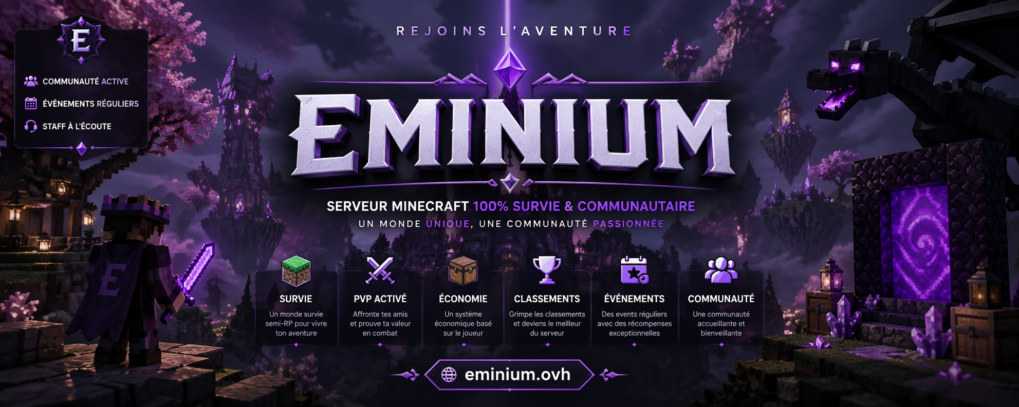 Bannière du serveur Minecraft Eminium