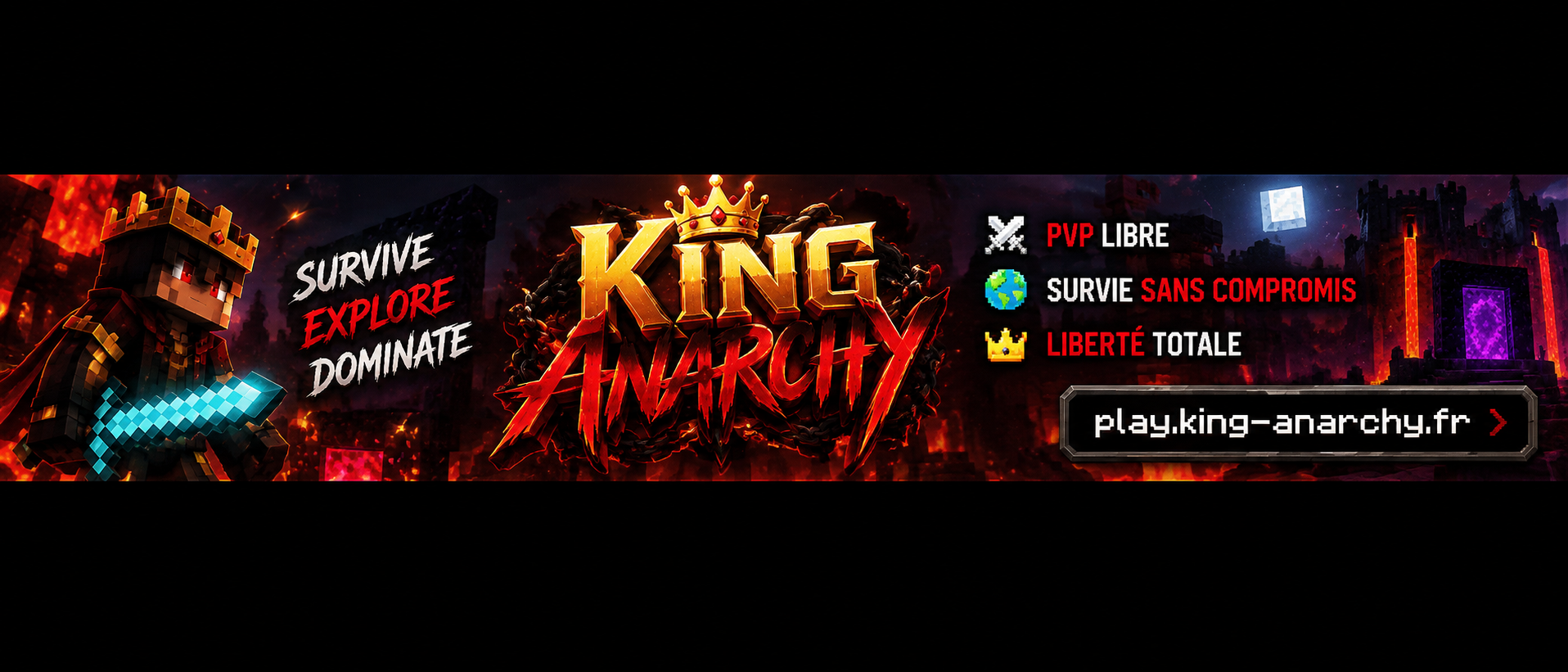 Bannière du serveur Minecraft King Anarchy